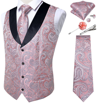 Unique Floral Paisley Vest And Tie Set