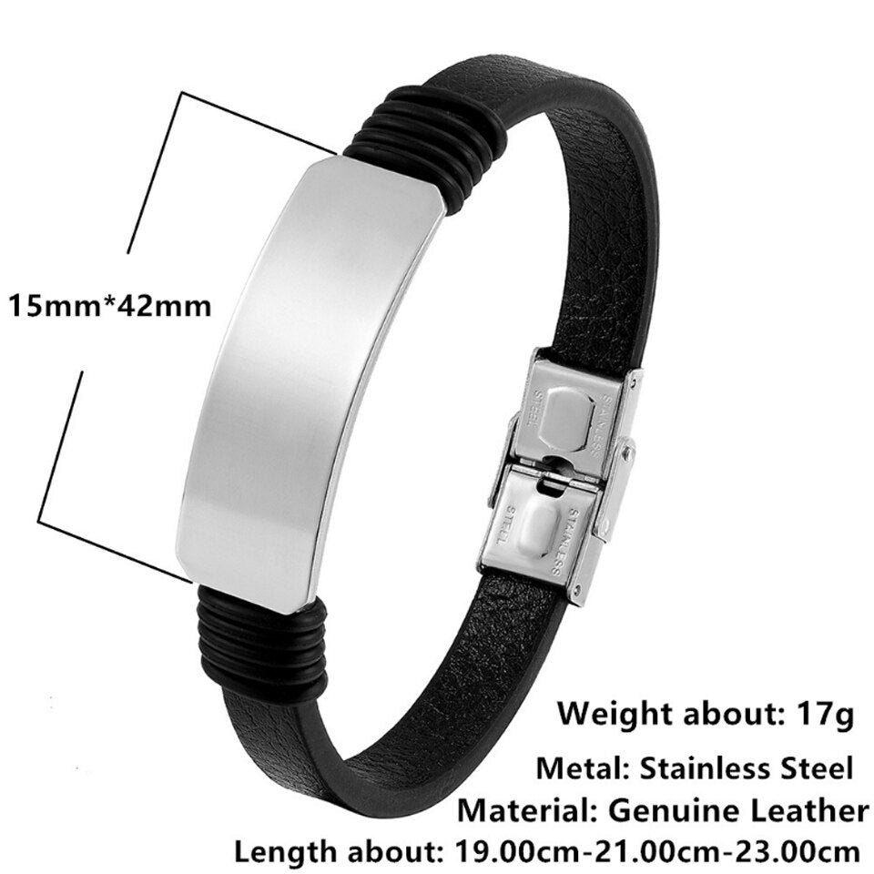 Stainless Steel Leather Bracelet