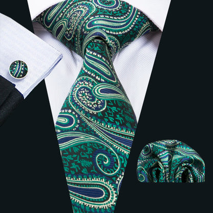 Green Teal Fashion Silk Men Tie