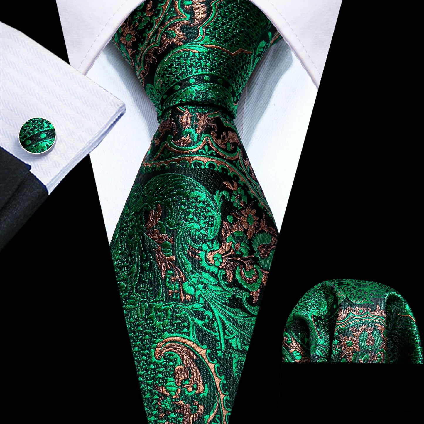 Green Teal Fashion Silk Men Tie