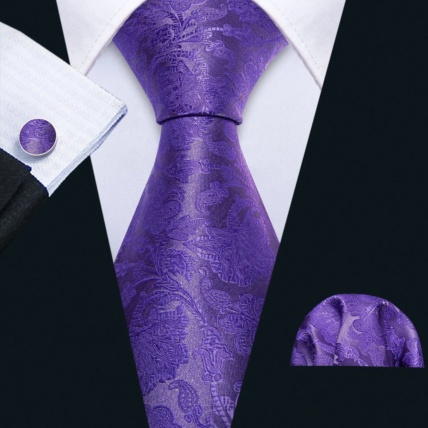 Dark Purple Plaid Silk Men Tie