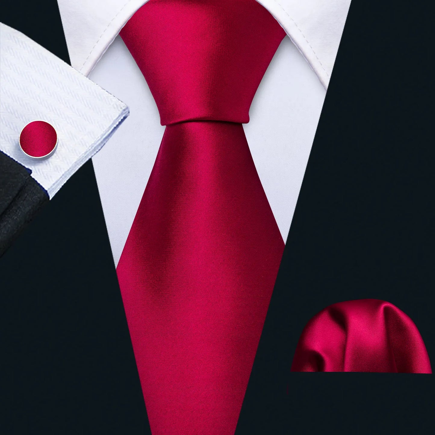 Fashion Red Burgundy Silk Men Tie Set