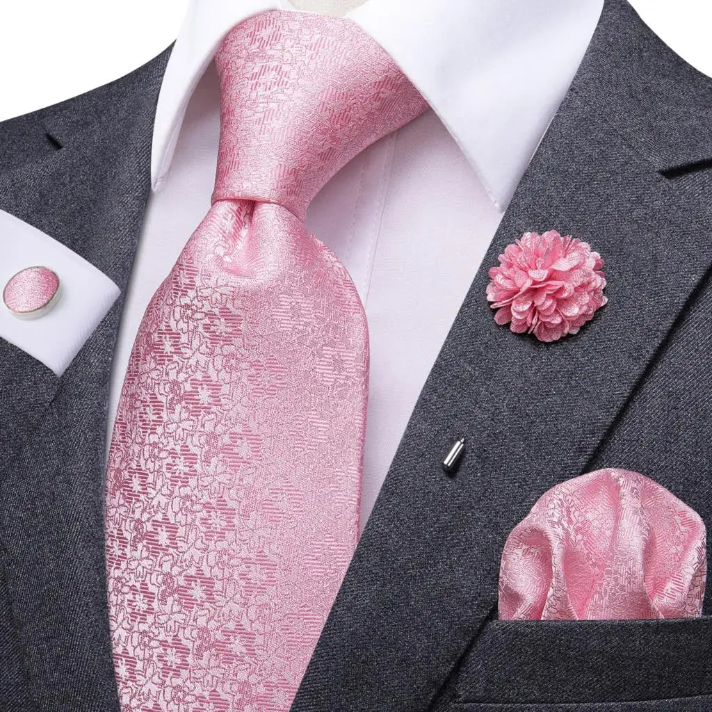 Floral Pink Solid Mens Tie