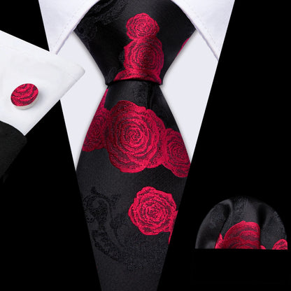 Fashion Red Burgundy Silk Men Tie Set