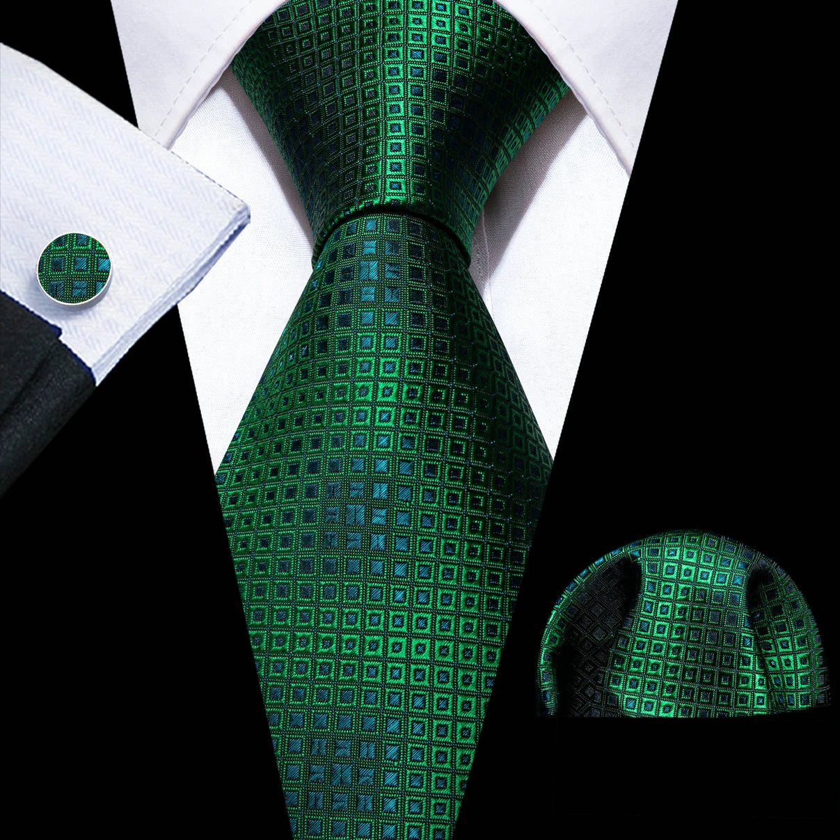 Green Teal Fashion Silk Men Tie