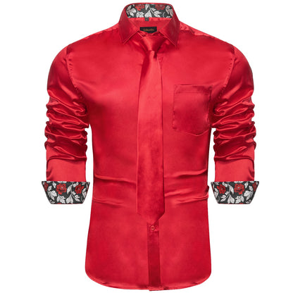 Men's Hot Pink Satin Shirt