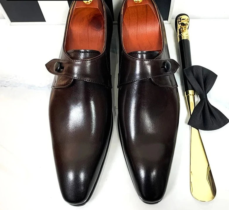 Black Macaron Pointed Toe Men Shoes