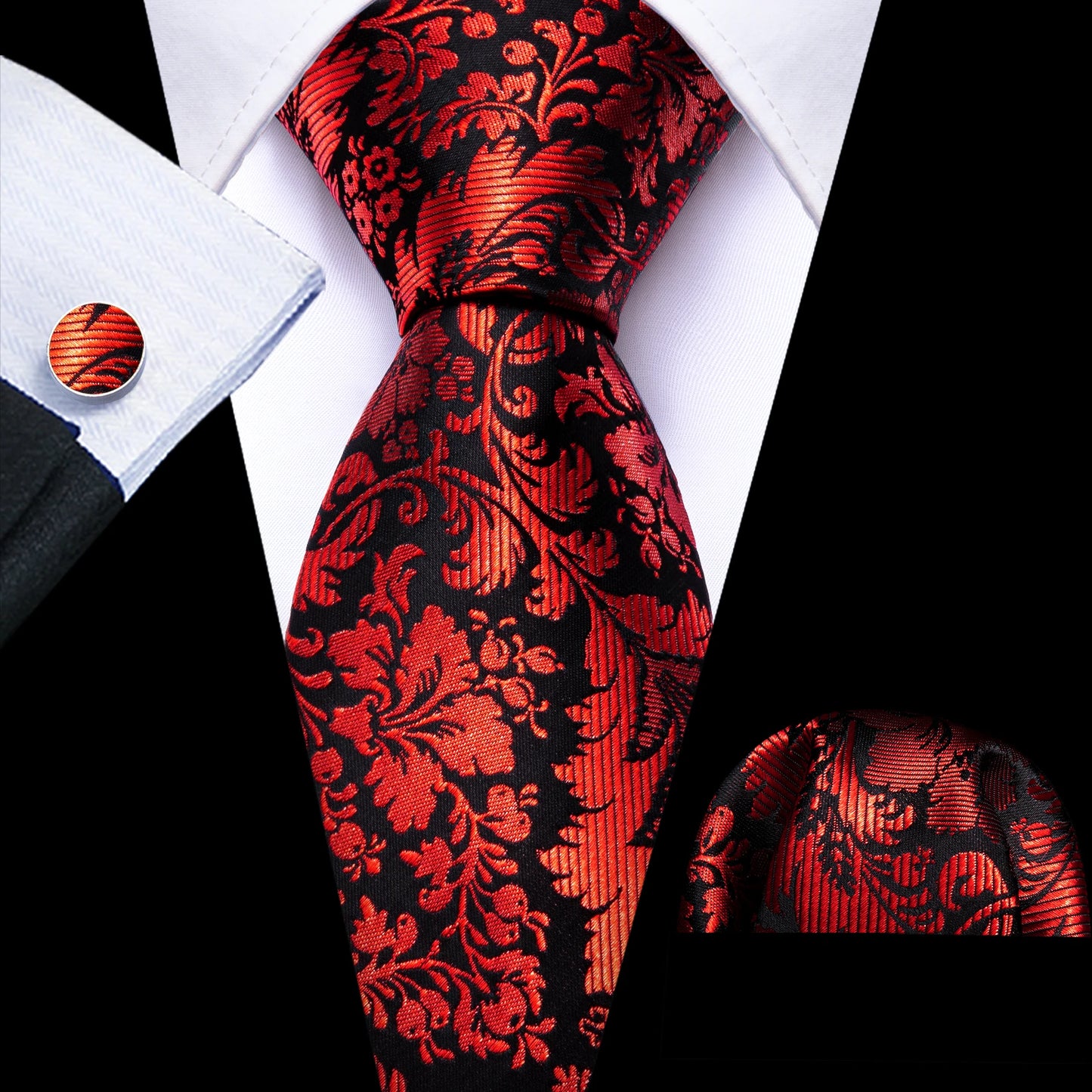 Men Wedding  Brown Floral Silk Tie