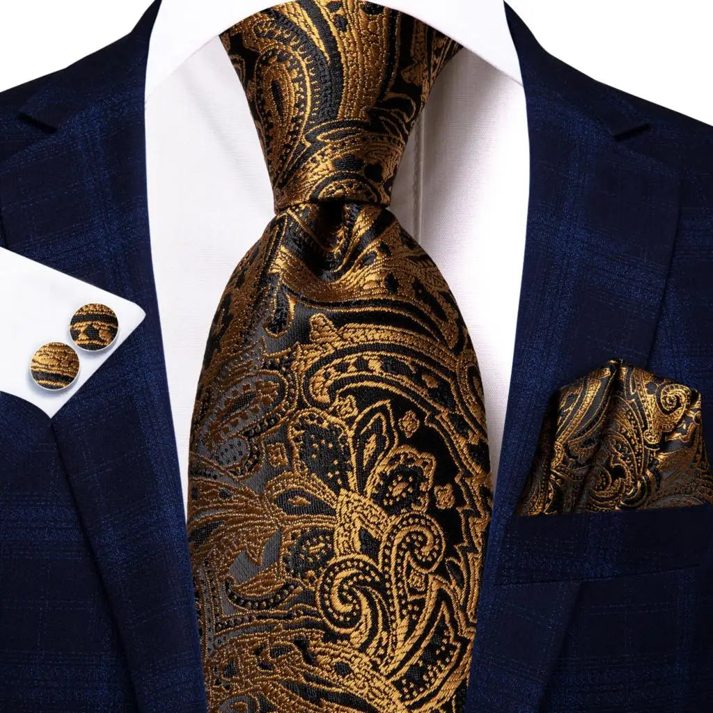 High Quality Champagne Beige Floral Design Silk Tie