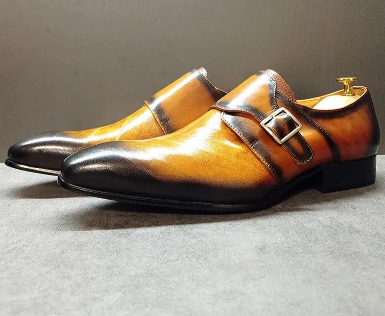 Real Leather Monk Men Shoe