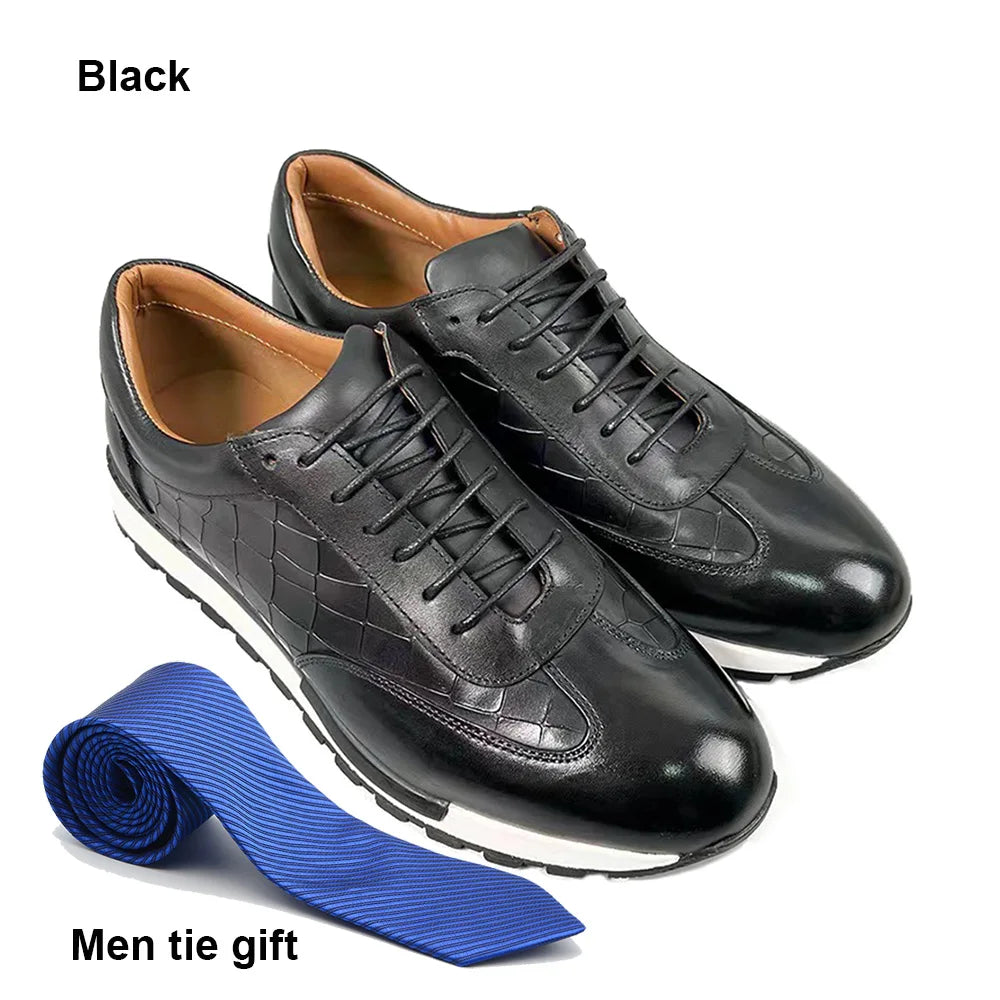 Lace-up Crocodile Pattern Men Leather Shoes