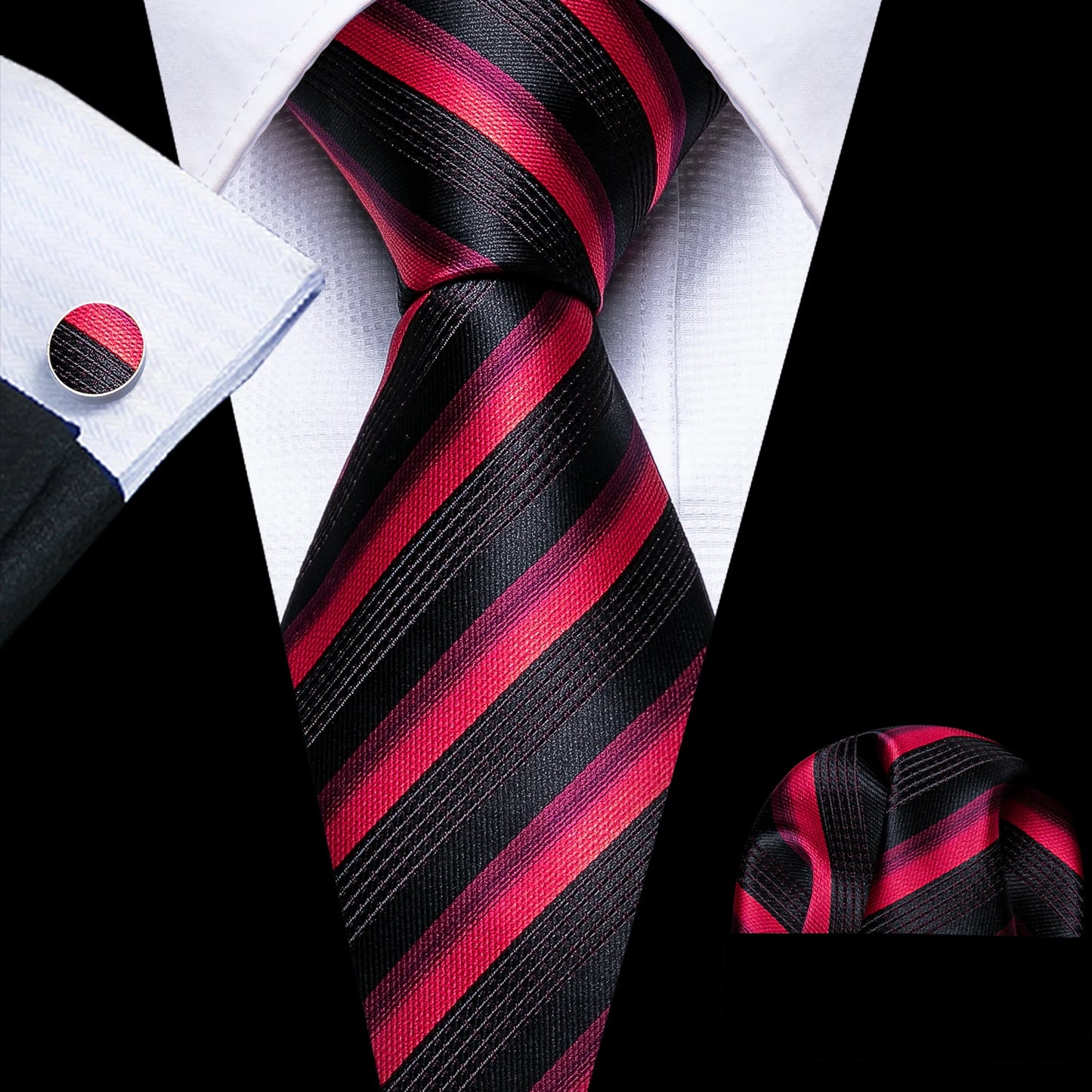 Fashion Red Burgundy Silk Men Tie Set