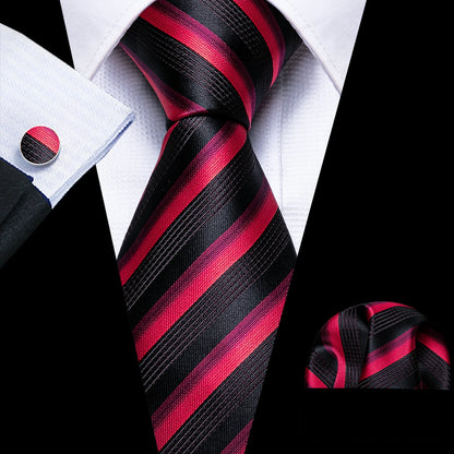 Fashion Red Burgundy Silk Men Tie Set