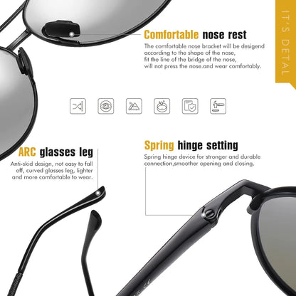 Top Quality Aviation Polarized Sunglasses Photochromic Metal Frame