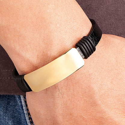 Stainless Steel Leather Bracelet