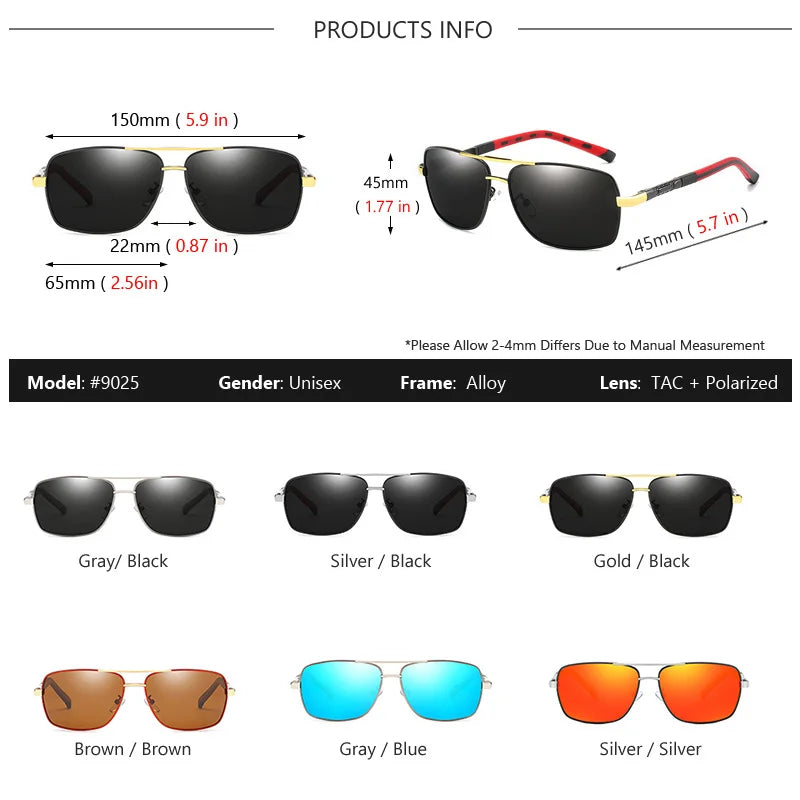 Quality Retro Rectangle UV400 Driving Sunglasses