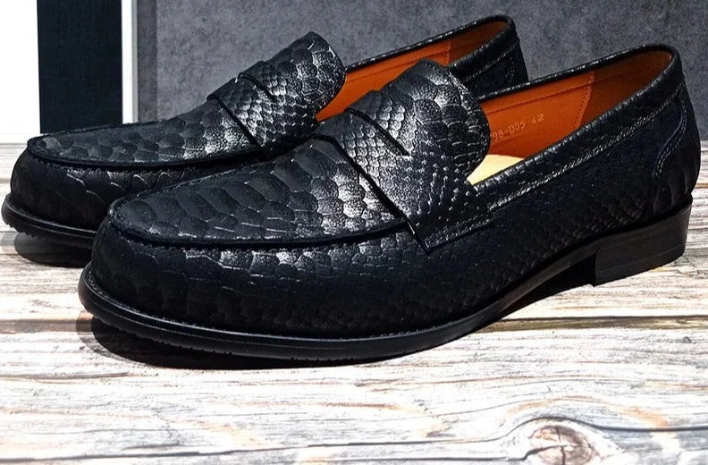 Black Banquet Suede Loafers Leather Men Shoes