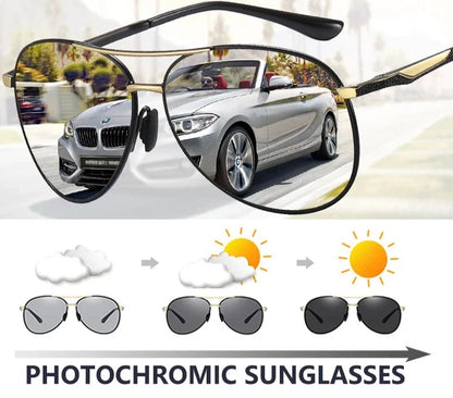 Top Quality Aviation Polarized Sunglasses Photochromic Metal Frame