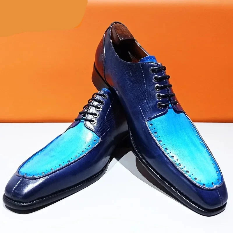 LACE UP BROGUE BLUE BLACK MENS SHOES