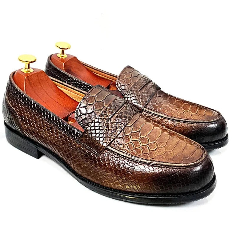 Snake Print Leather Shoes