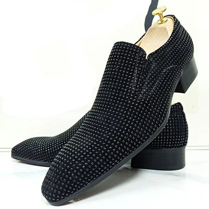 Black Rhinestone Suede Leather Shoes