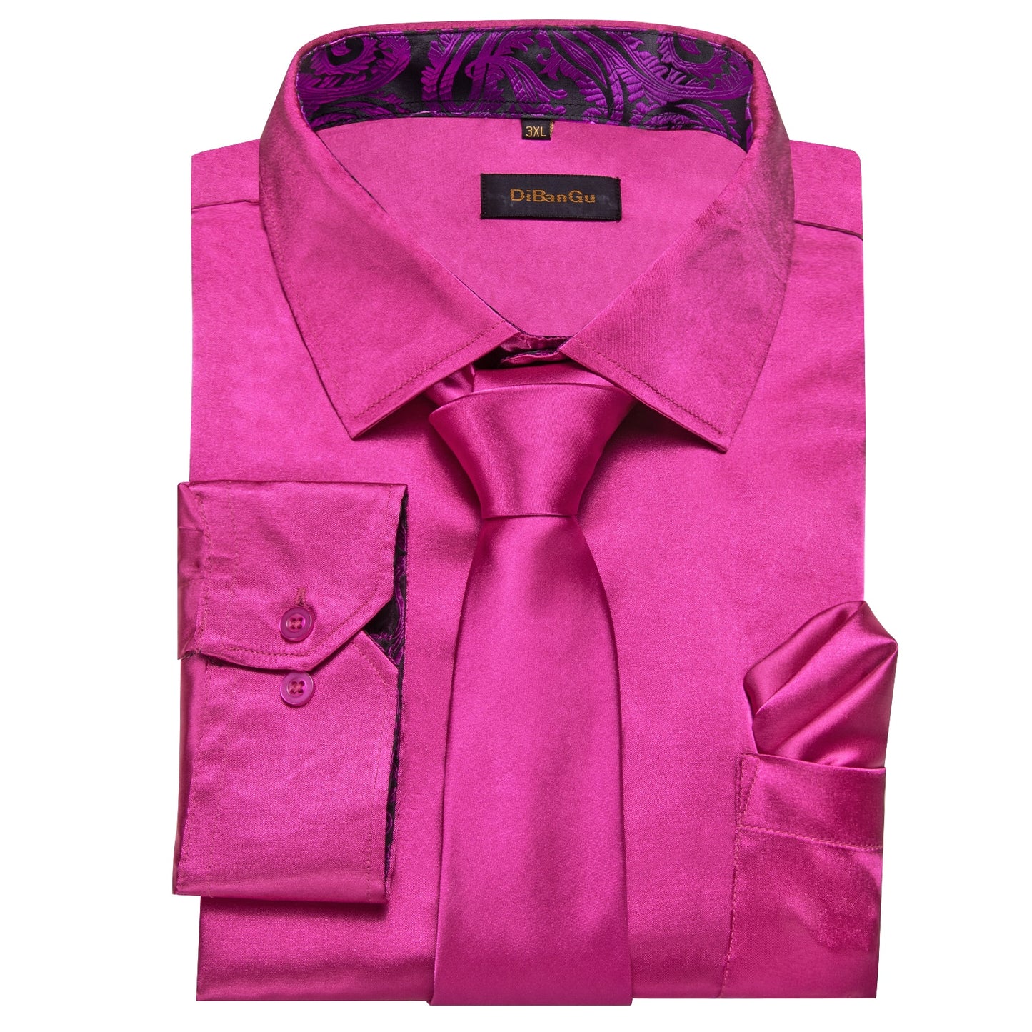 Men's Hot Pink Satin Shirt