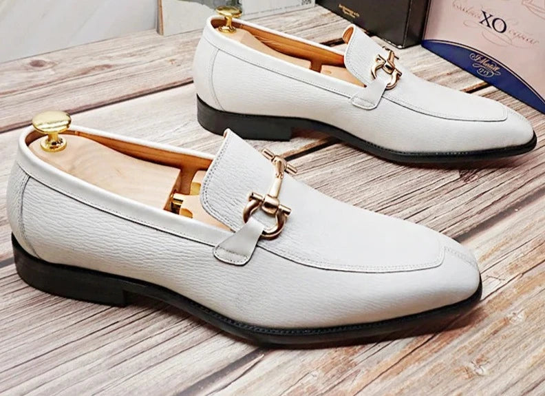 Slip on White Horsebit Loafers Men Shoes