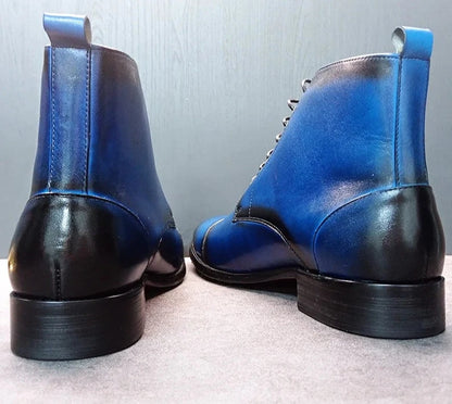 Royal Blue Ankle Boots Shoes For Men