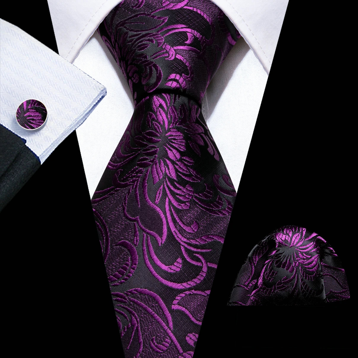 Dark Purple Plaid Silk Men Tie