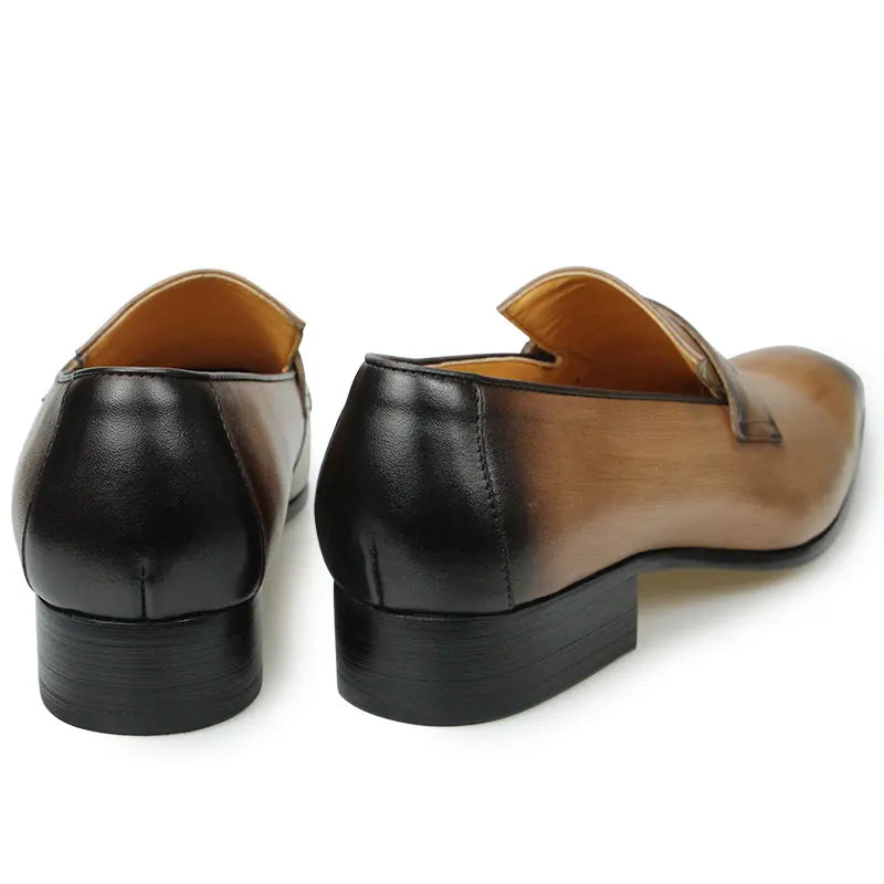 Slip On Loafers Cowhide Leather Shoes