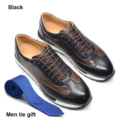 Lace-up Crocodile Pattern Men Leather Shoes