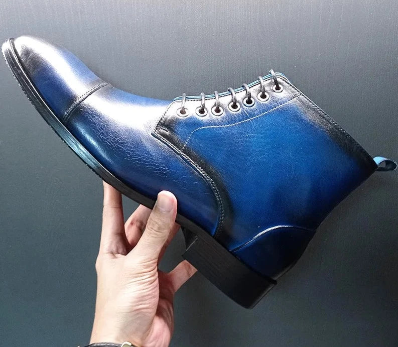 Royal Blue Ankle Boots Shoes For Men