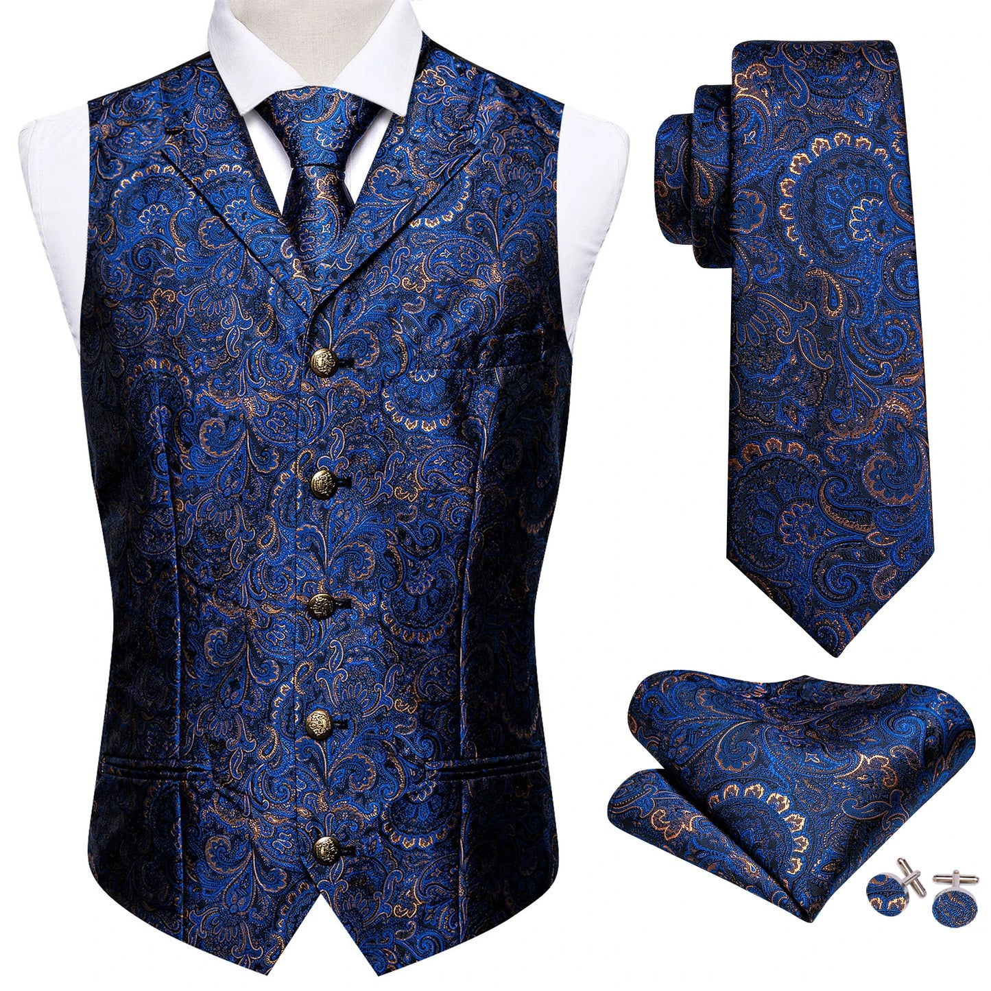 Mens Classic Black Paisley Jacquard Folral Tie