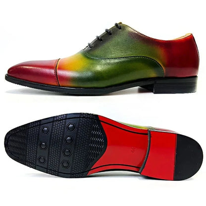 Mixed Colors Lace-Up Square Cap Toe Men Shoes