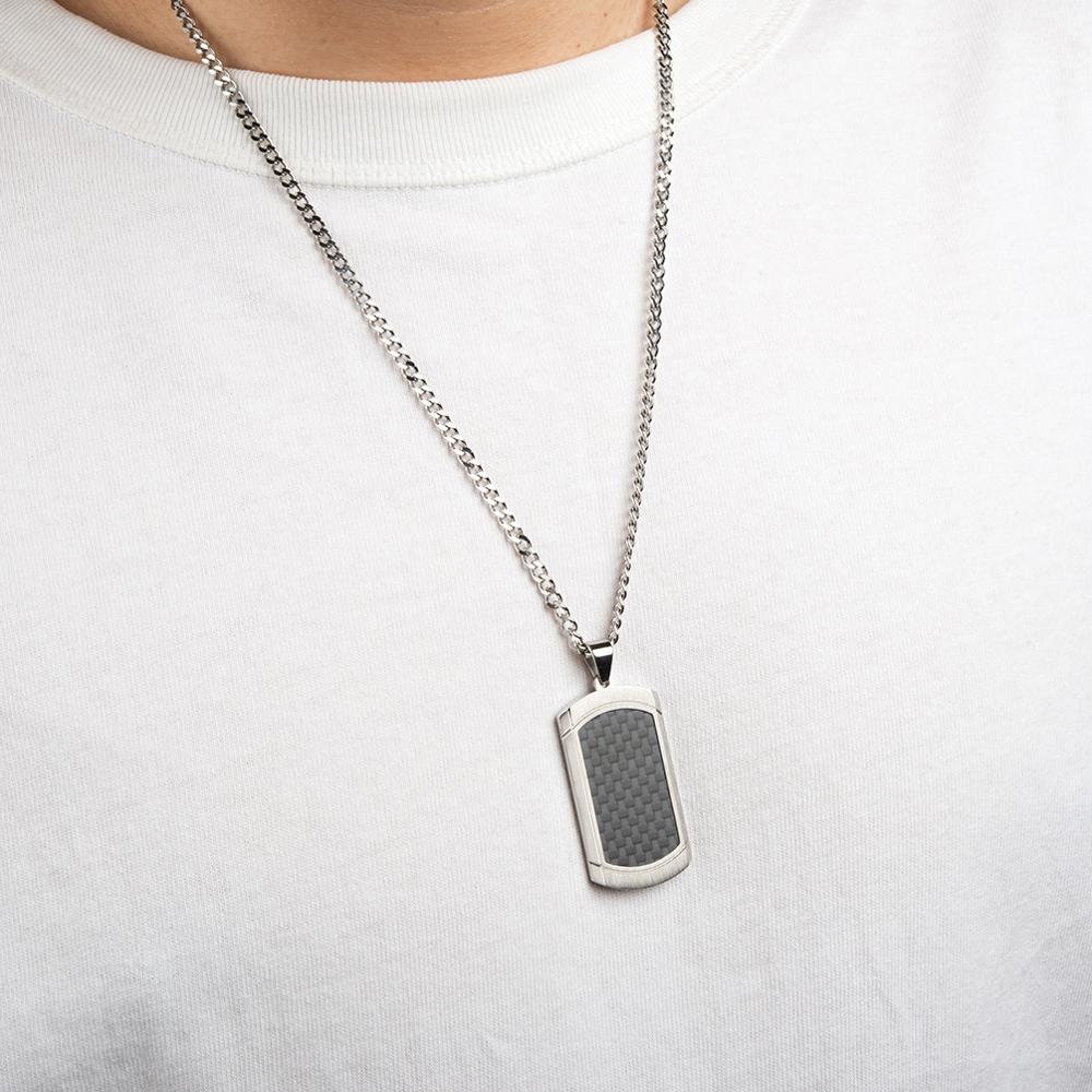 Fiber Dog Tag Pendant Necklace