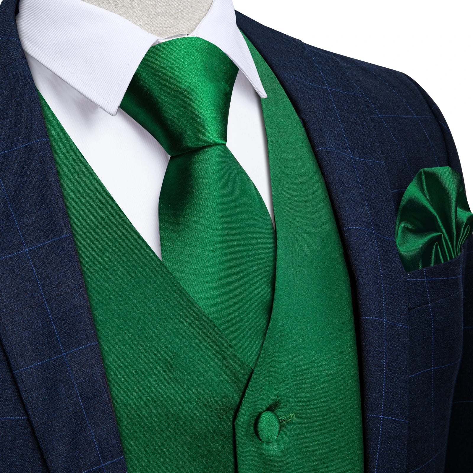 Green Vest And Tie Accessories Set For Men