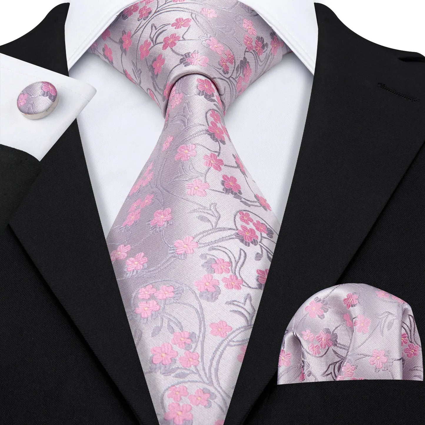 Men Wedding  Brown Floral Silk Tie