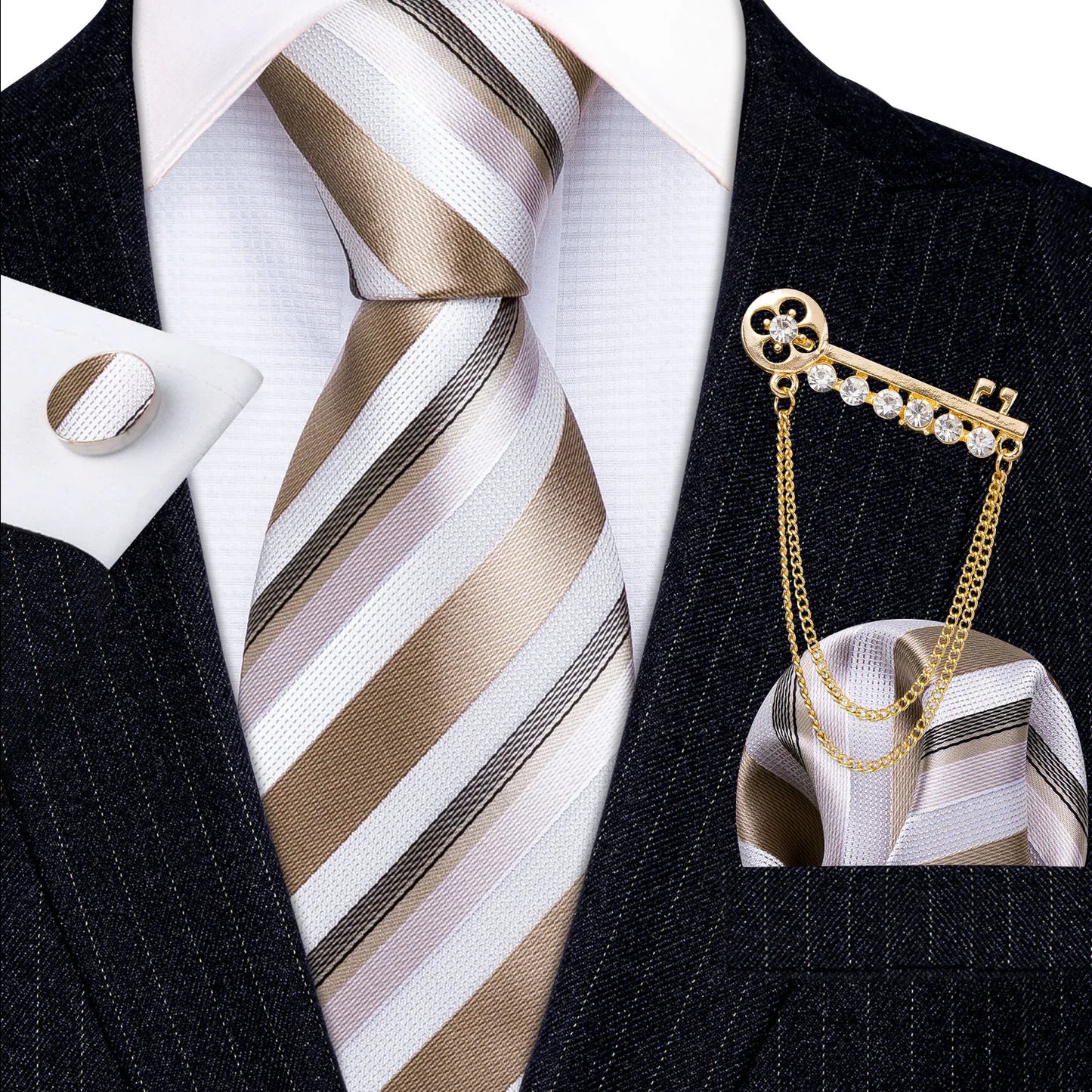 Fashion Brooches Silk Men Tie