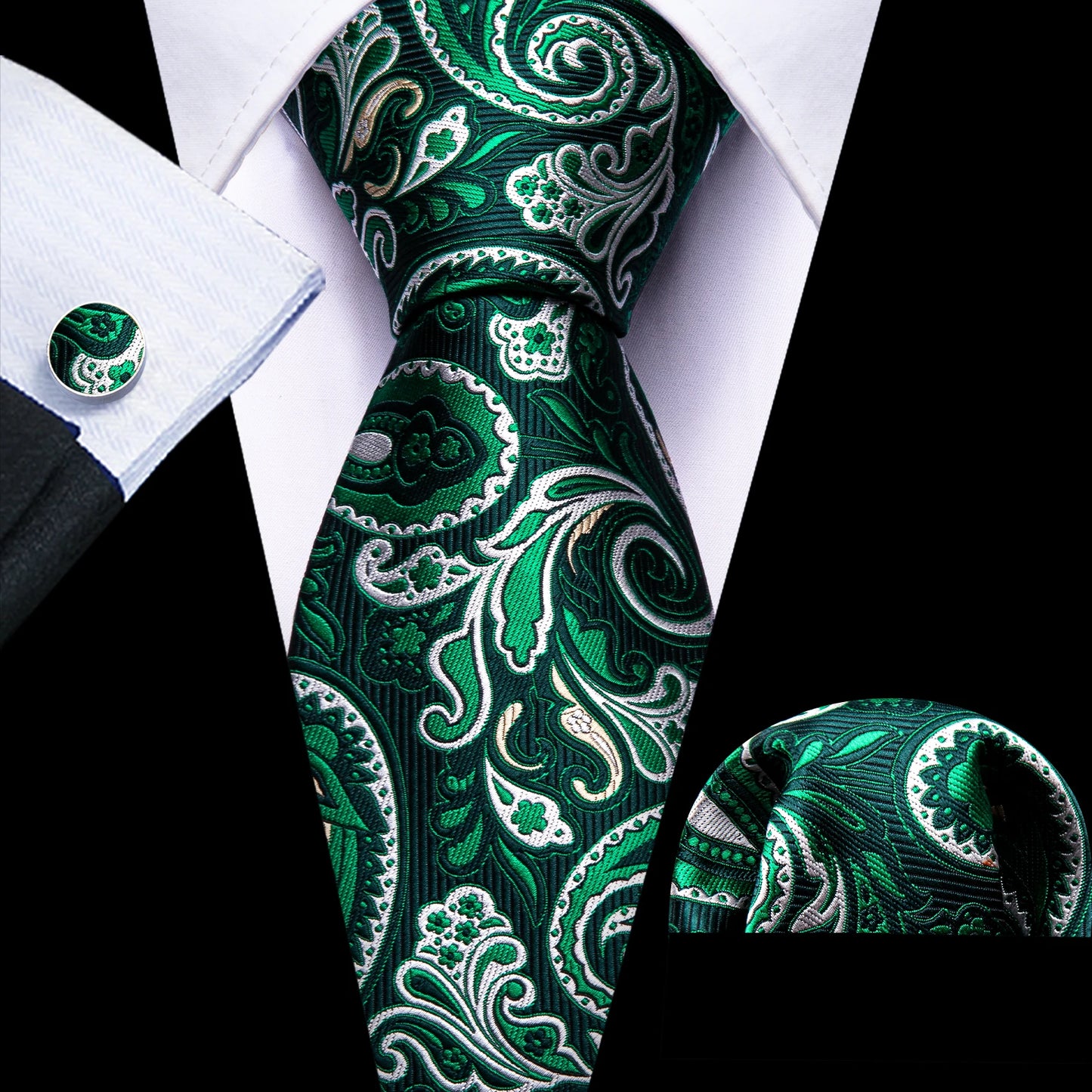 Green Teal Fashion Silk Men Tie