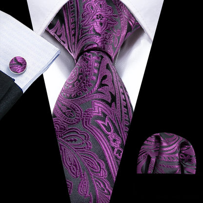 Dark Purple Plaid Silk Men Tie