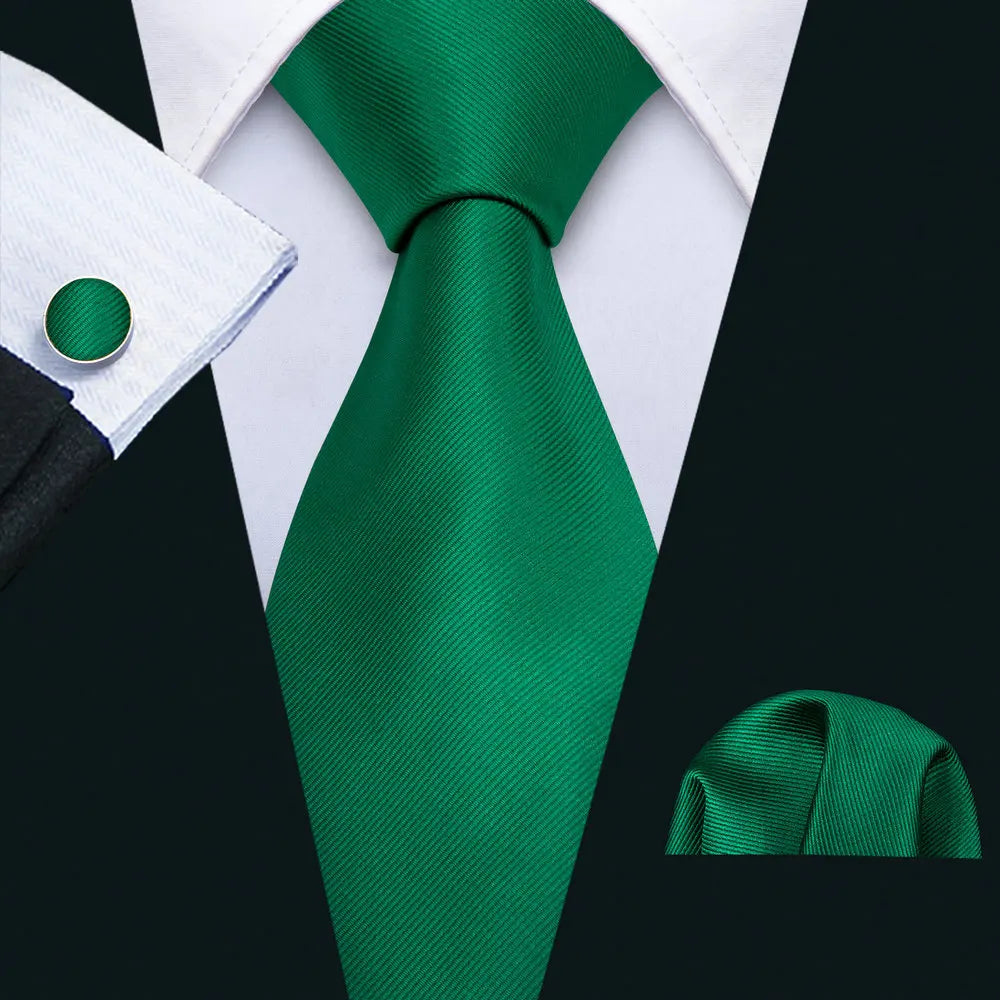 Black Green Silk Mens Ties Set