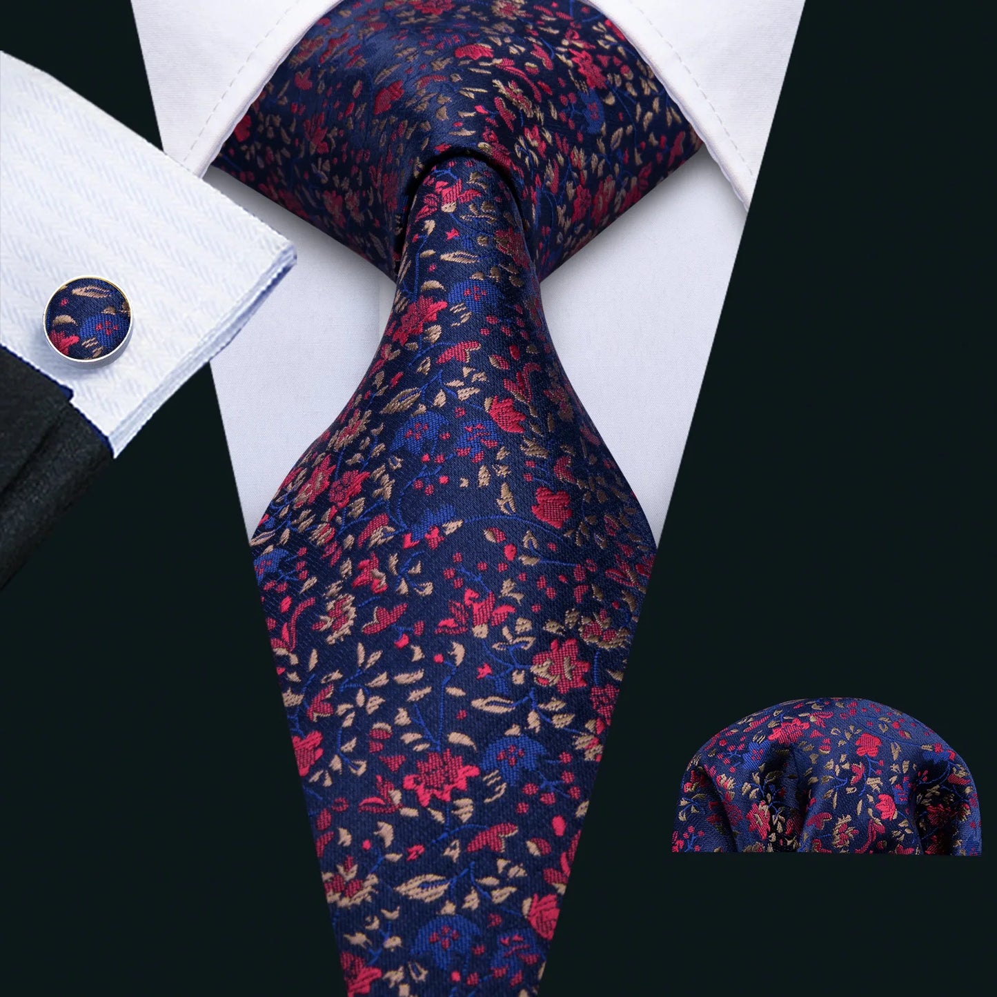 Men Wedding  Brown Floral Silk Tie