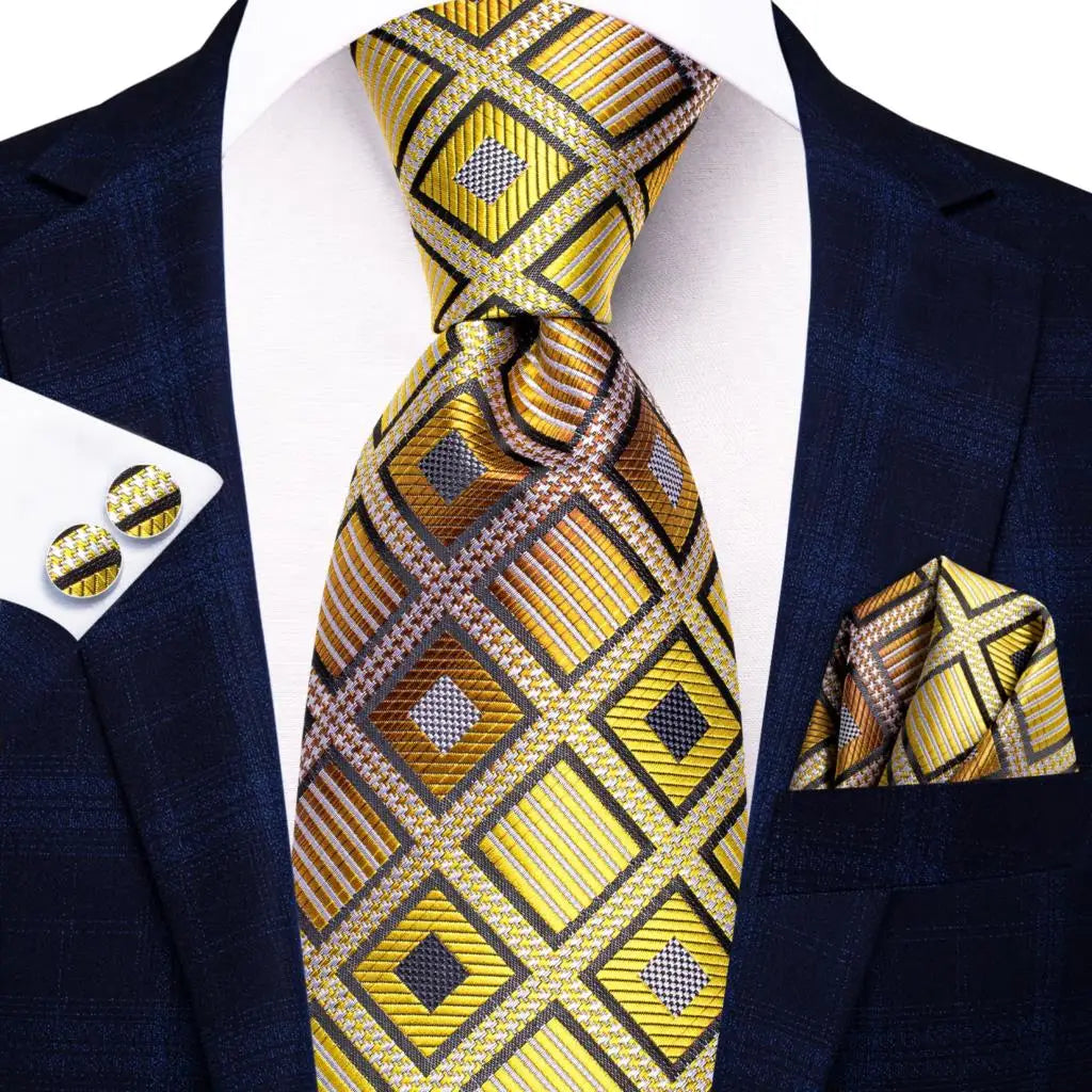 Silk Silver Blue Plaid Tie For Men