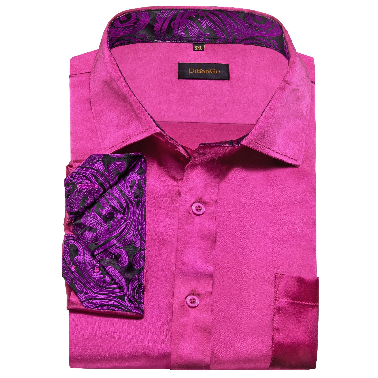 Men's Hot Pink Satin Shirt