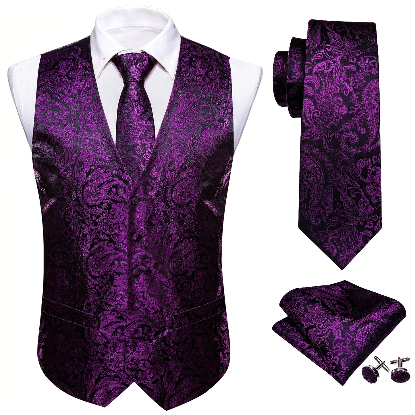 Mens Classic Black Paisley Jacquard Folral Tie