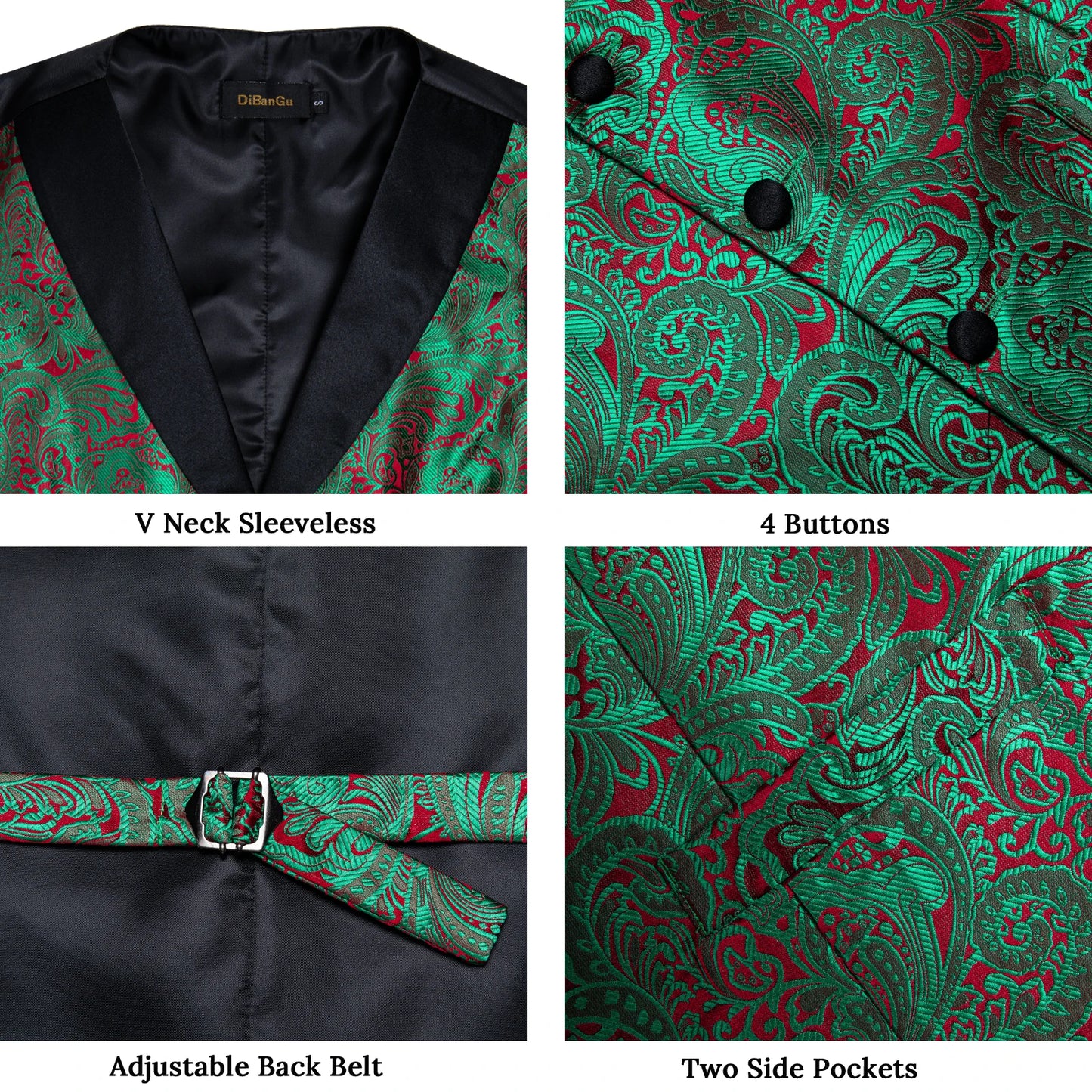 Unique Floral Paisley Vest And Tie Set