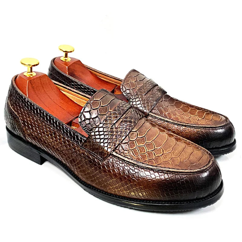 Snake Print Leather Shoes