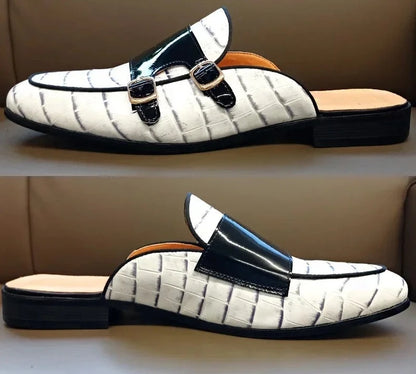 White Crocodile Men  Leather Half Shoes