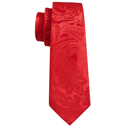 Fashion Red Burgundy Silk Men Tie Set