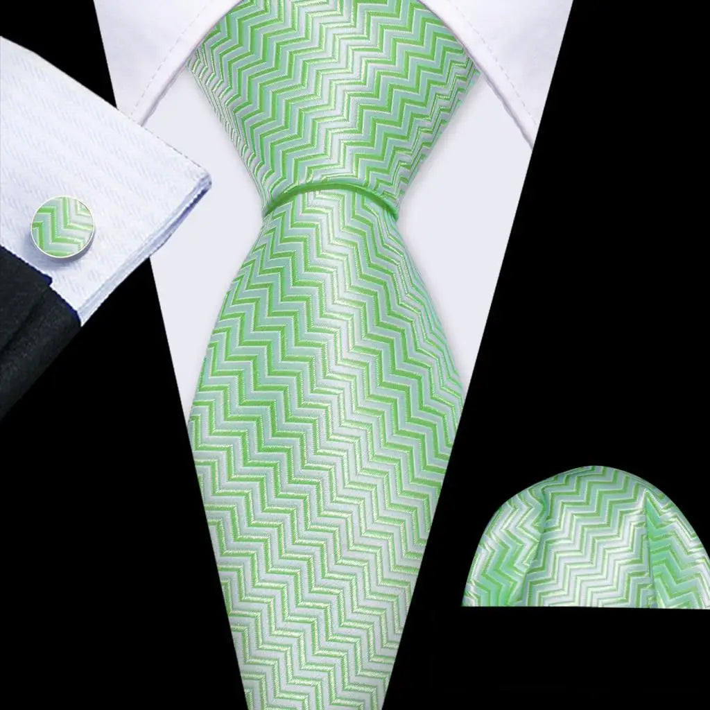 Green Teal Fashion Silk Men Tie